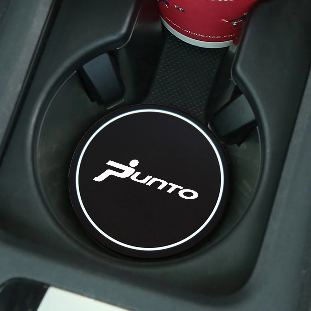 For Fiat Punto 2PCS Car Cup Pad High-quality Silicone Water Coaster Water Cup Seat Non-slip Mat