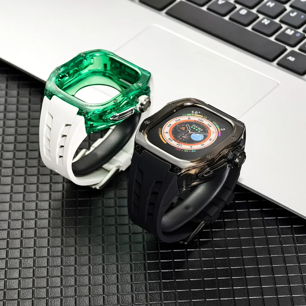 Suitable for Apple Watch Ultra2 49mm Luxury Modification strap+TPU case Fully Wrapped Lightweight Silicon Strap for IWatch9 49mm image 5