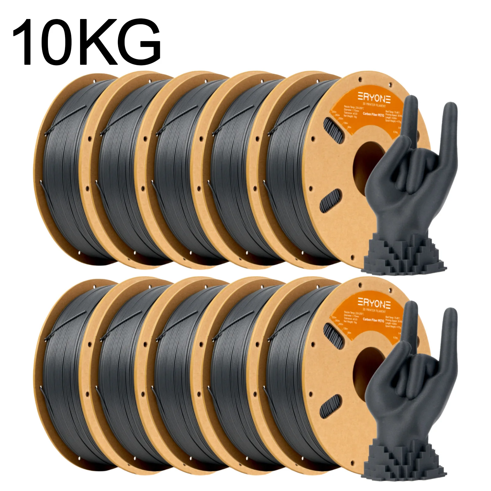 

Eryone 10KG PETG Carbon Fiber Filament 1.75mm, 15% CF High Rigidity 3D Printer Filament, +/-0.03mm Wholesale
