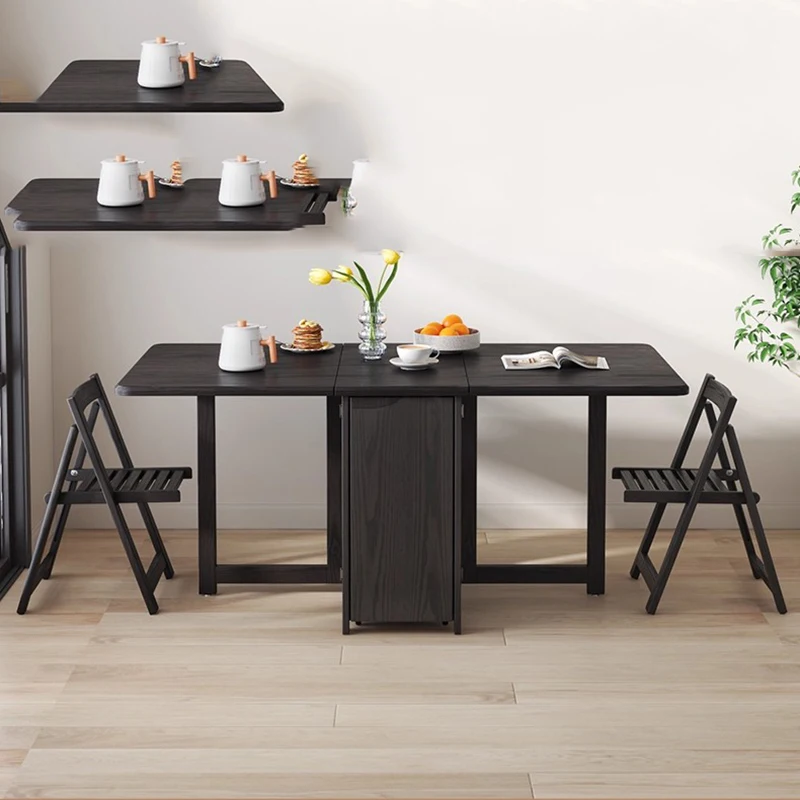 

Folding Black Dining Table Wooden Extenable Legs Family Dining Table Contract Expand Mesas Y Sillas De Comedor Furnitures