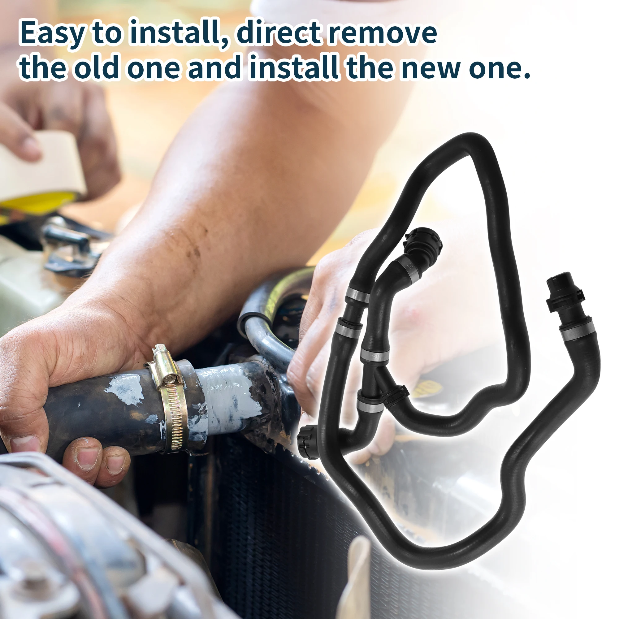 UXCELL ラジエーターホース ヒーターホース ラジエーター出口ホースパイプ 5シリーズ 2004用 No.17127560161 ゴム製冷却液パイプ ブラック 1個