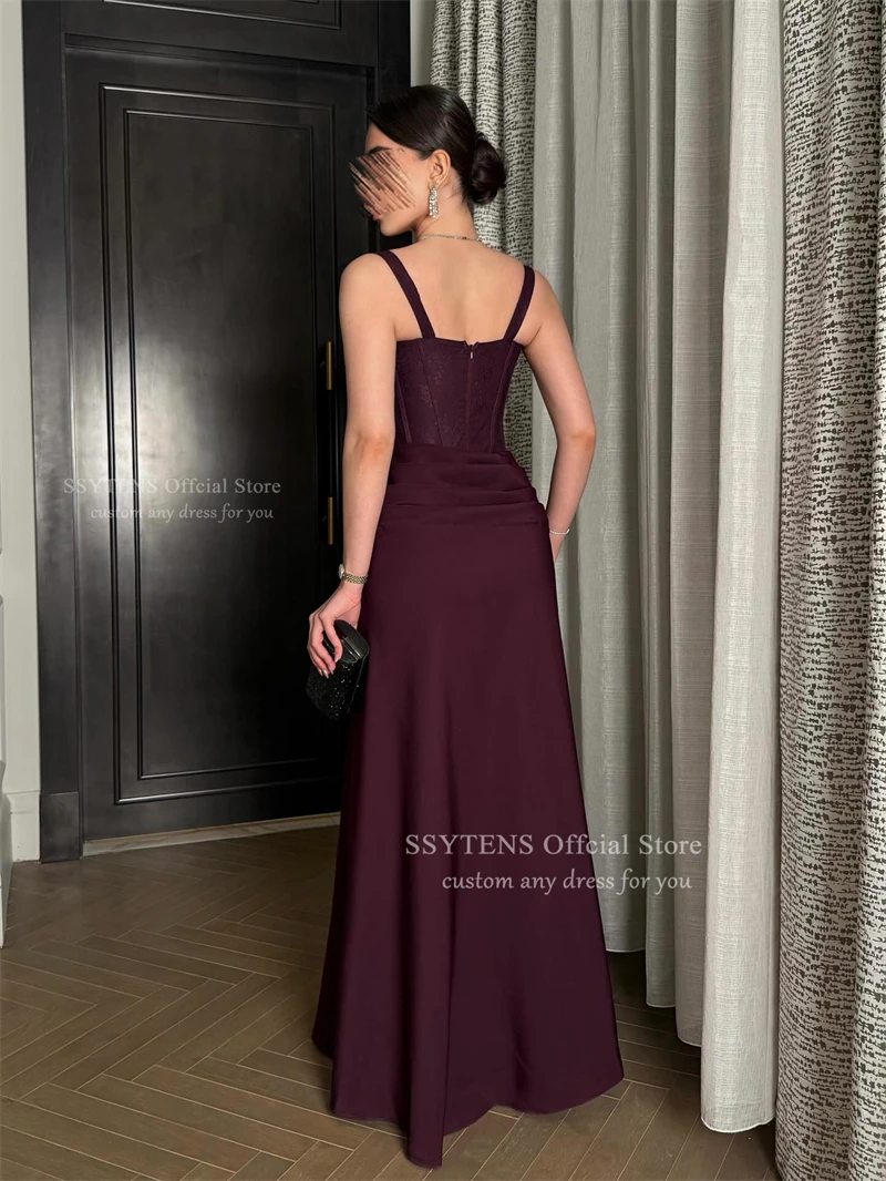 SSYTENS-vestidos De graduación elegantes De Arabia Saudita, tirantes finos, vestidos De fiesta De noche para invitados De boda, batas De encaje personalizadas