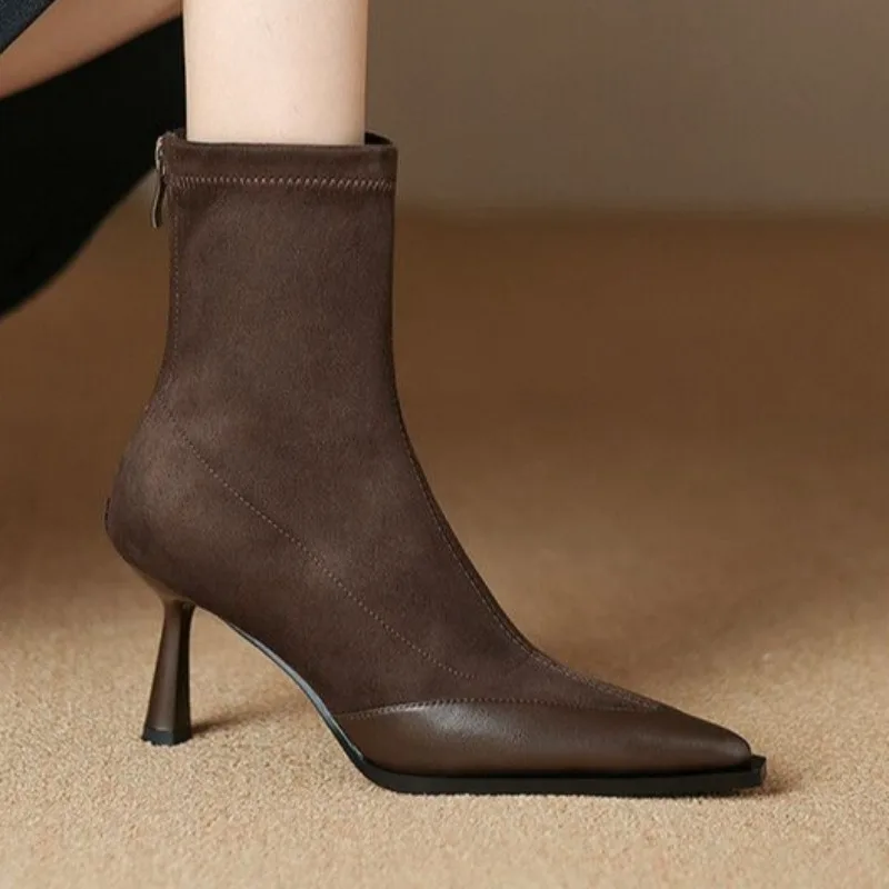 

High Heels Pointed Toe Women Ankle Boots Fashion Sexy Winter New Shoes 2025 Elegant Chelsea Cozy Short Boots Party Pumps Zapatos