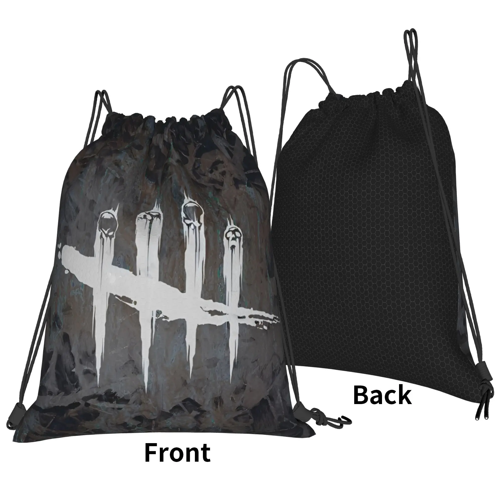 Deads by Daylights Game Horror Bag Drawstring Backpack Sports Gym Sackpack Water Resistant  String Bag for Hiking