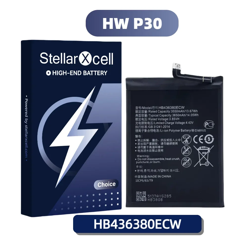 

Аккумулятор StellarXcell для Huawei P30 P30Lite HB436380ECW, замена аккумулятора премиум-класса из чистого кобальта