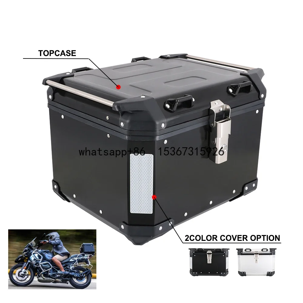 JFG Motorcycle Universal Storage Style 65L Luggage Carrier Box Aluminum Motorcycle Tail Boxes Modern Black Silver Unique