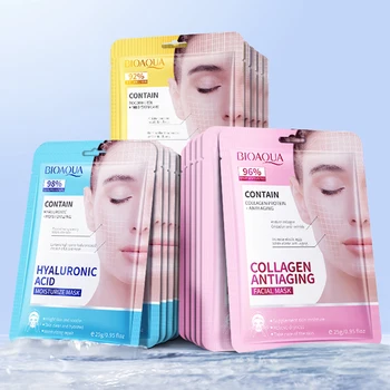 15pcs BIOAQUA 레티놀 콜라겐 퍼밍 페이셜 마스크 하이 드레이팅 브라이트닝 모이스춰 라이징 페이스 마스크 페이셜 스킨 케어 제품