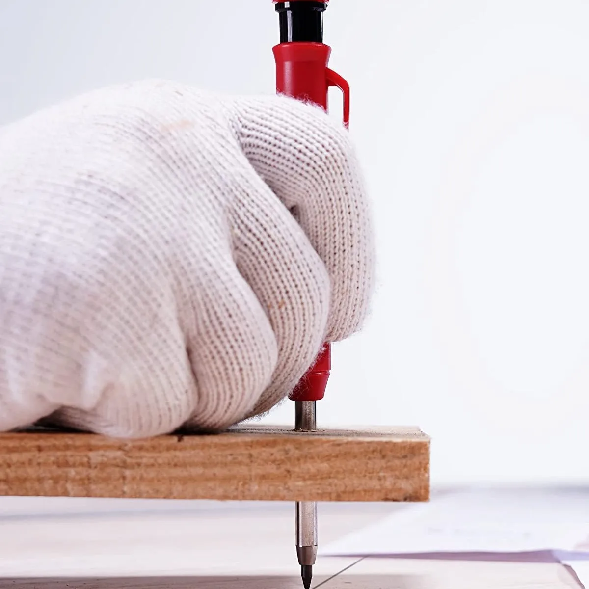 Solid Carpenter Pencil with Refill Lead and Built-in Sharpener for Deep Hole Mechanical Pencil scribing Marking Woodworking Tool