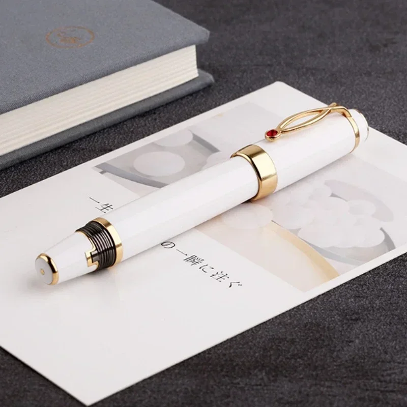 

Majohn X1 Resin Retractable Fountain Pen Iridium EF/Bent Nib Mini White / Black Pocket Ink Pen Short Writing Office Gift