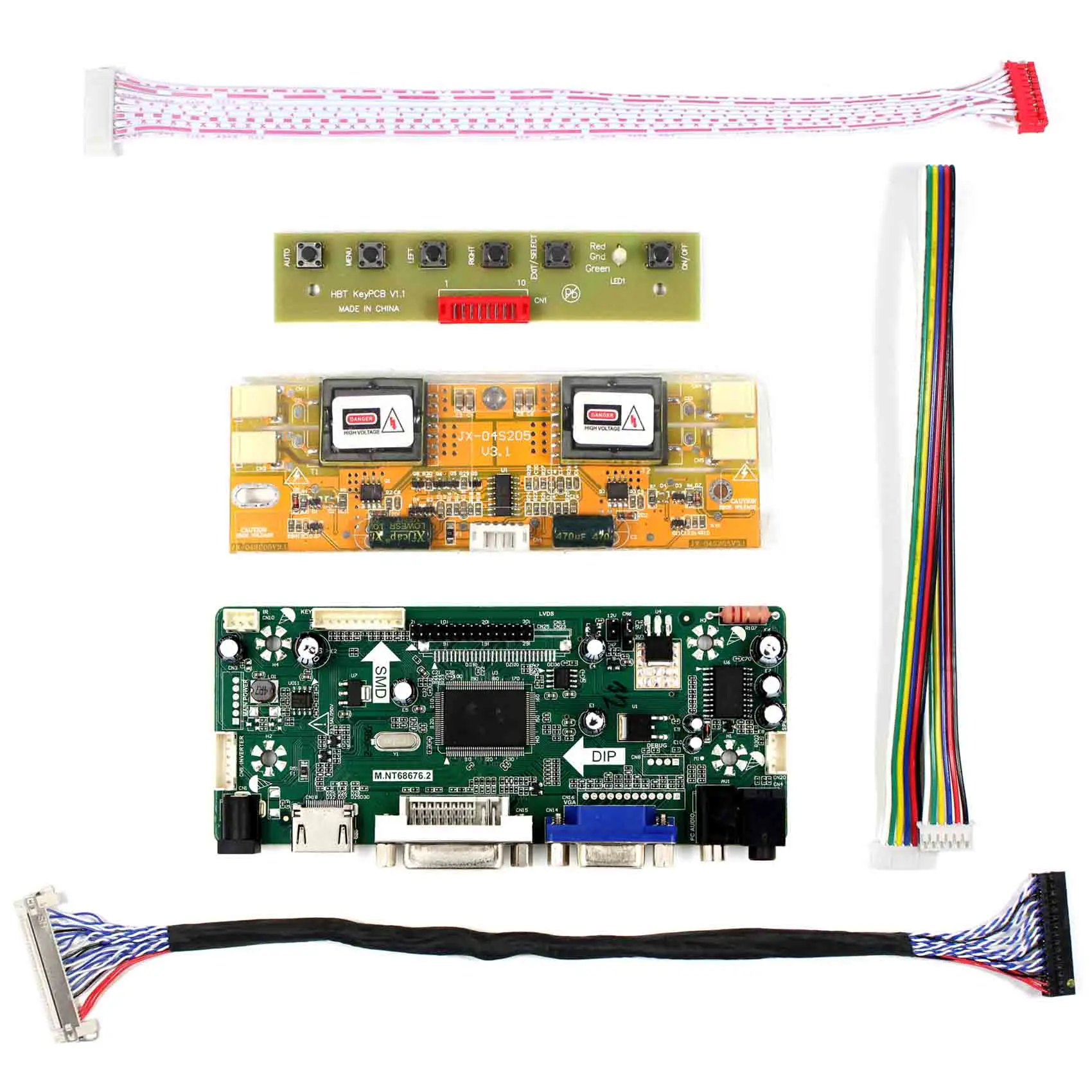 

HD+VGA+DVI+Audio LCD Control Driver Board Work For 20inch 1600x900 M200O1-L01 M200O1-L05 LCD Screen