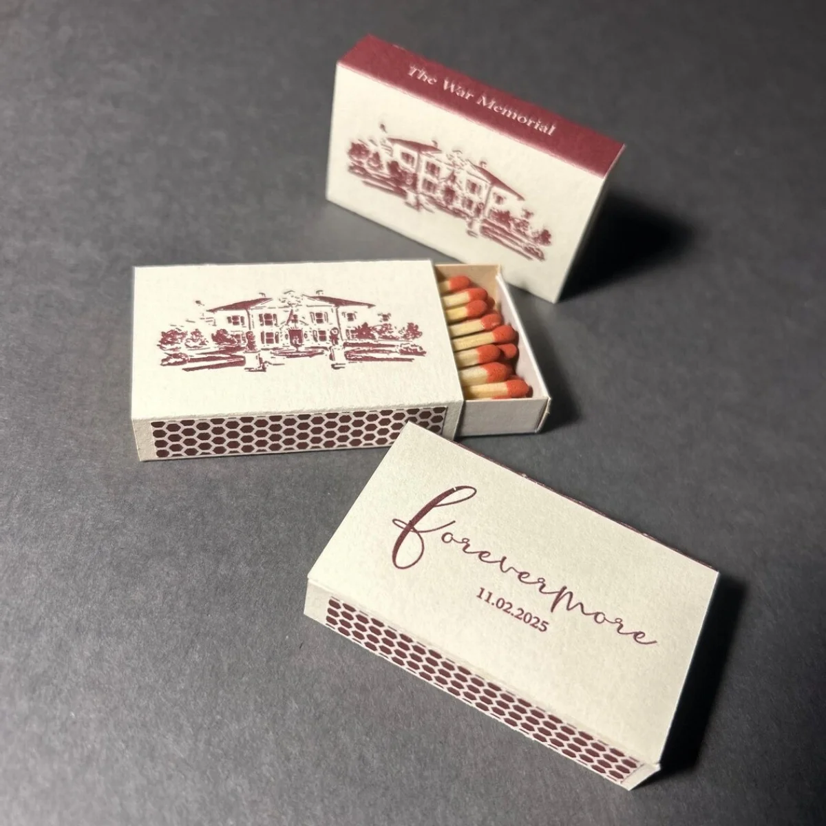 

Custom Letterpress Matchboxes – Personalized Wedding Favors, Event Gifts, or Branded Keepsakes – Design Your Own