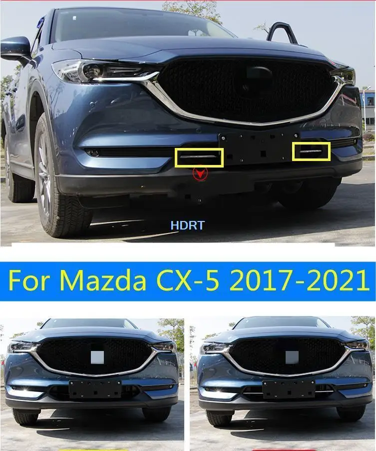 

Хромированные решетчатые полосы для Mazda CX-5 2017, 2018, 2019, 2020, 2021, 2 шт., аксессуары для входной решетки бампера CX5 2 поколения