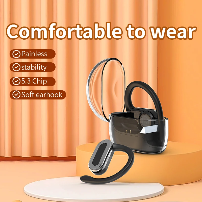 Sports Bluetooth Earphones Waterproof Wireless Headphones 60hrs Music with Mic Headset  LED Power Display Soft Ear hook Earbuds