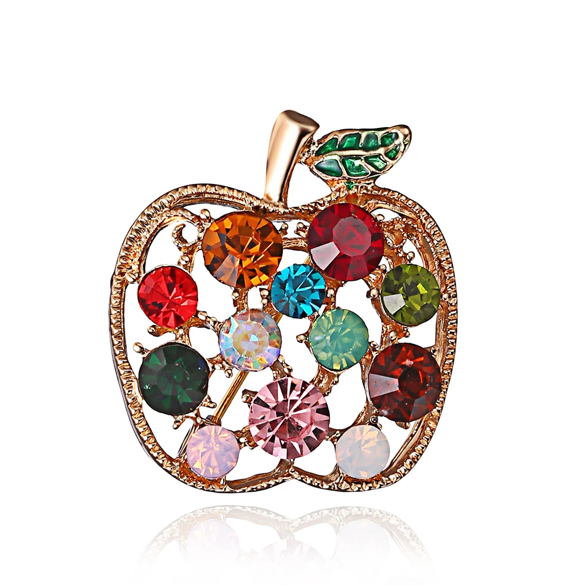 

Full Rhinestone Fruit Brooches Women Shining Lucky Fruit Leaf Brooch Pin Dress Coat Hat Broches Luxury Bijouterie Jewelry Gifts