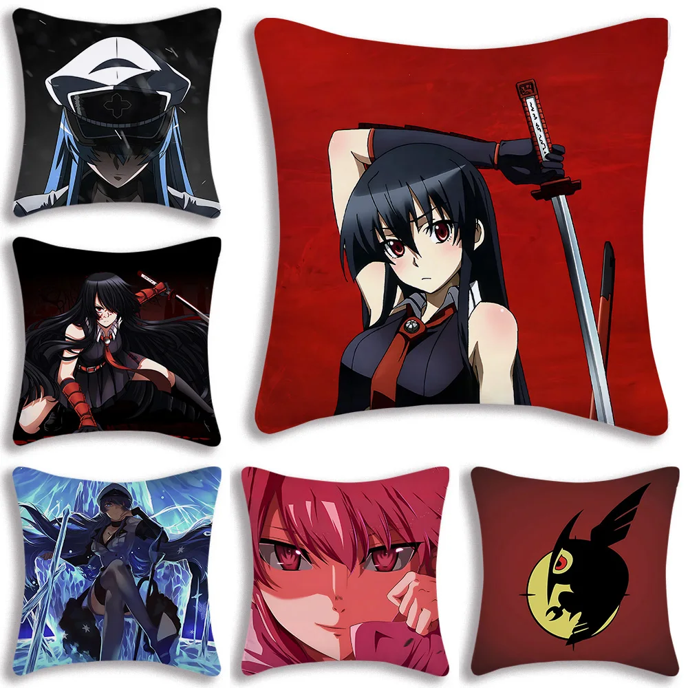 Hot Anime Akame Ga Kill Akame Pillow Covers Cartoon Sofa Decorative Home Double-sided Printing Short Plush Cute Cushion Cover