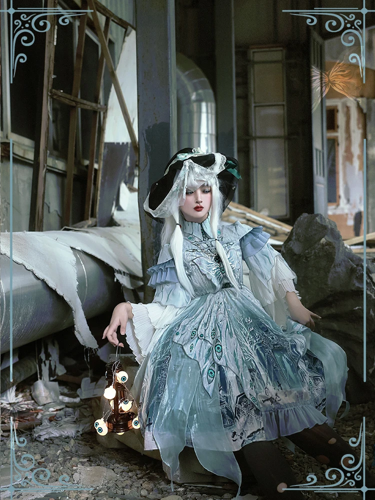 Cos Myth Dress Suit Cos Halloween Skirt Elegant Cherry Love Dress Lolita Dress Sky Blue Dress Cosplay Goddess Dress JSK Skrit