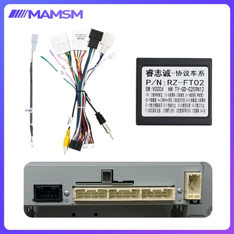 For Toyota Corolla/Camry/Avalon/RAV4/Highlander 2018-2021 Car Radio 16 Pin Power Cable Canbus Box Harness Adapter Carplay