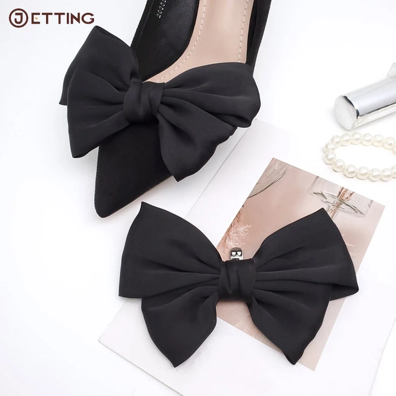 1 Paar elegante Bowknot Schuhe Schnalle für Frauen einfarbige Punkte Schuh clips Hochzeits feier Schuhe Dekoration Schuh zubehör