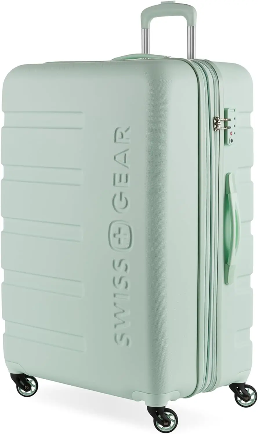 

Жесткий расширяемый чемодан на колесиках с замком TSA, прозрачный аква-синий, большой, 27 дюймов