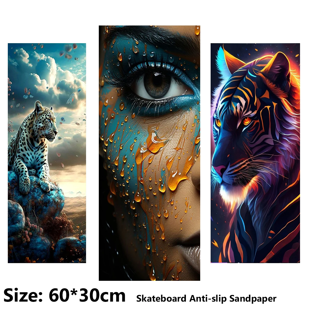 Lion Beauty Doodle Pattern Electric Scooter Anti-slip Sticker Sandpaper Skateboard Grip Tape Sheet 60*30cm