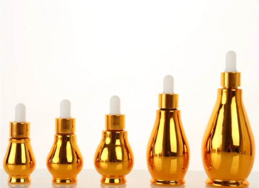 Liquid Container Can Be Reused Convenient To Carry  Essential Oil Perfume Gold-Plated Glass Gourd Glue Tip Dropper Bottle