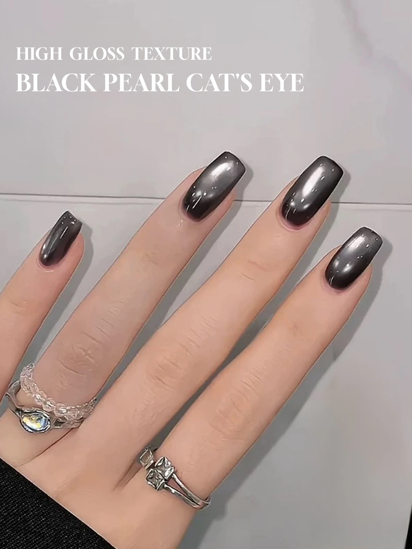 12 مللي 1 قطعة الخريف مبيعا الإنترنت المشاهير جديد تبييض الأسود الزجاج حبة اللؤلؤ القط العين المغناطيس هلام مسمار البولندية مسمار الفن #3