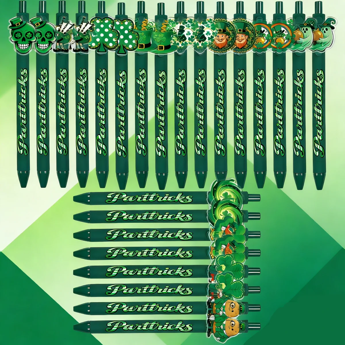 

Набор из 12/24 шариковых ручек с клевером ко Дню святого Патрика, ирландский зеленый колпак, праздничный подарочный набор ручек