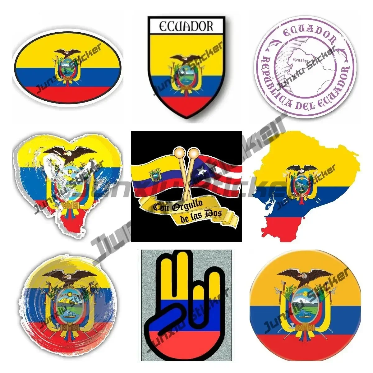 

Ecuador Flag Soccer Ball Shield National Emblem Self-Adhesive Sticker for Car Bumpers Windows Waterproof Decal Car Accessories
