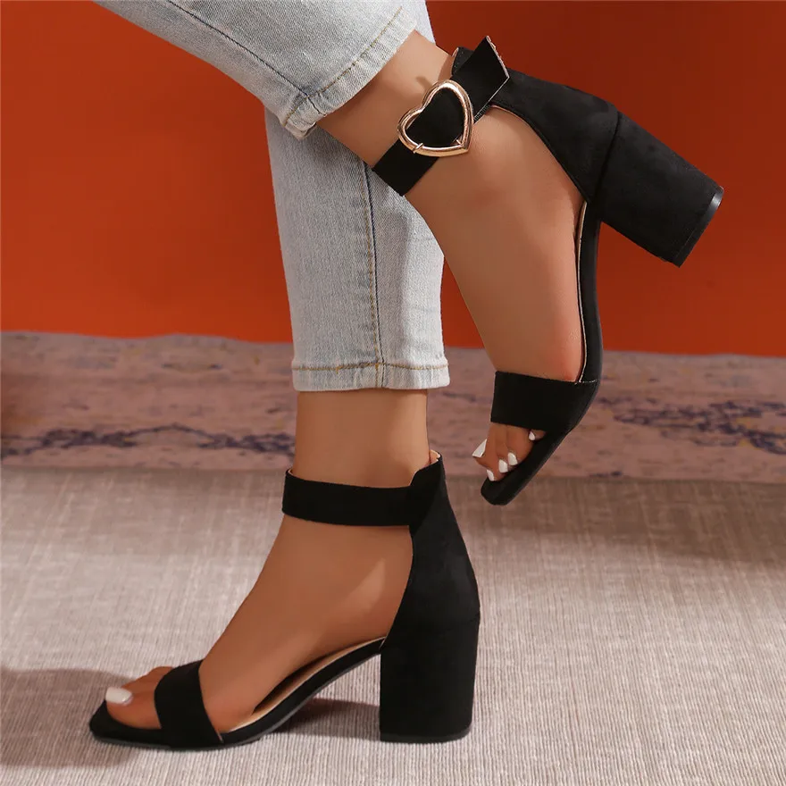 Peep Toe Gladiator Sandals for Women Sexy Hollow Soft Leather Summer Shoes Red Khaki Ladies Zipper Thick High Heels Pumps 35-43