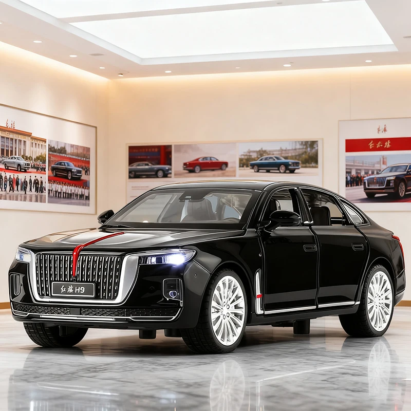 

1:32 HongQi H9 модель автомобиля из сплава, игрушечный автомобиль, литье под давлением, металлическое литье, звуковой и световой автомобиль, игрушки для детей, автомобиль