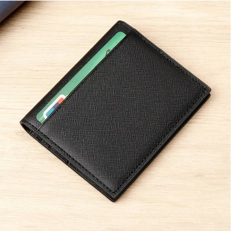 Mens Genuine Leather Short Cards Bag Card Holders Cowhide Credit ID card Holder Organizer 9 Card Slots Wallet