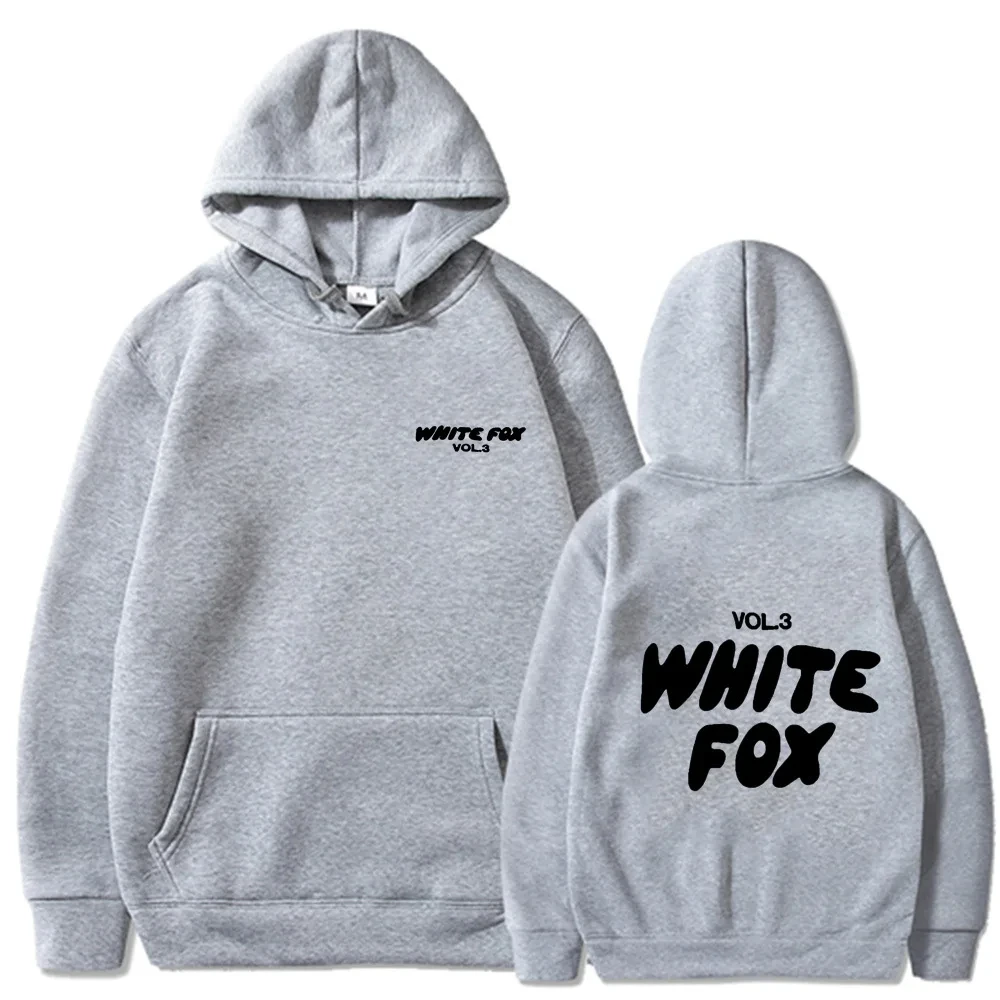 Women\'s white fox hooded sweatshirt loose fit wool thick printed with letters 2024