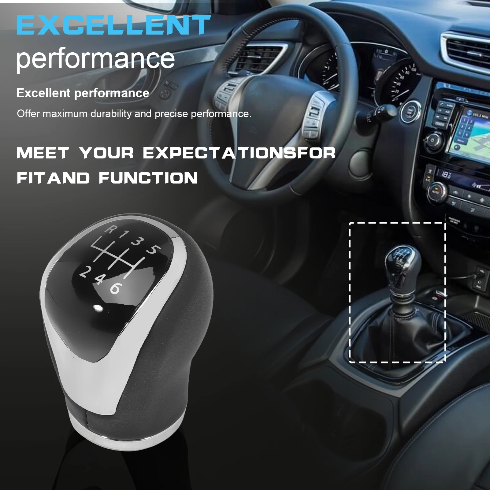 6 Speed Gear Shift Lever Knob Shifter Head Manual for Nissan Qashqai J11 X‑Trail T32 2016‑2017