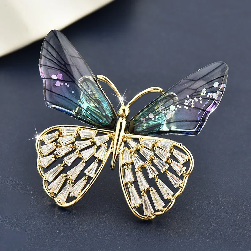 고급 나비 패치워크 브로치, 여성스러운 드레스에 어울리며 브로치 액세서리와 잘 어울립니다.