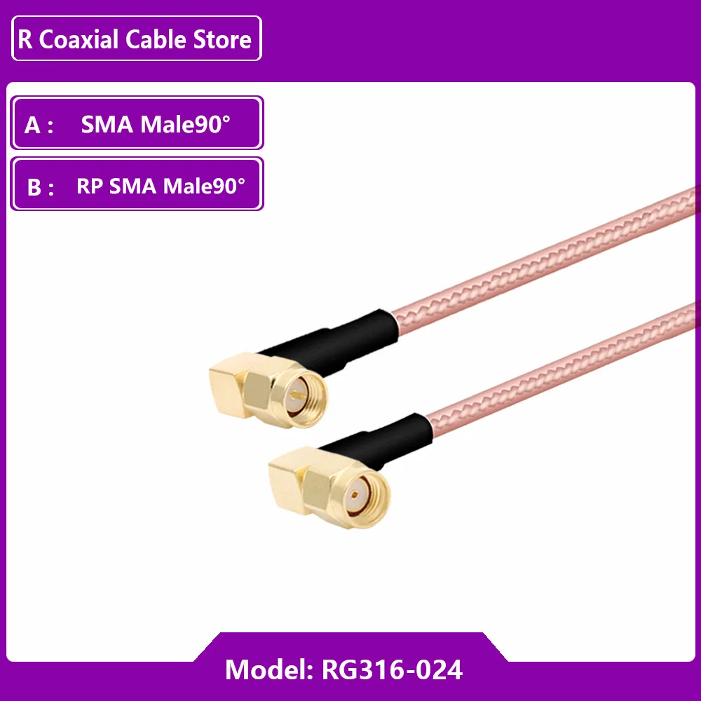 RF Coaxial RG316 Cabo SMA Macho Ângulo Direito para Fêmea Cabo de Extensão Cobre Fio Alimentador para Wi-Fi Network Card Router Antena