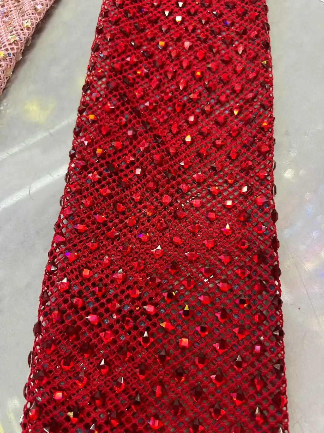 5Y Hot African Big Stones Lace Fabric 2026 High-Quality Nigerian Lace Fabric for Women's Wedding Gown Sewing Material