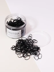 500pcs black elastic rubber bands for women's hair salon tools with ponytail hairstyle and small braid design