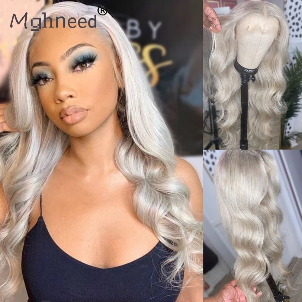 13x4 HD Lace Frontal Wig Platinum Blonde Virgin Human Hair Body Wave Lace Front Wig Colored Straight Human Hair Wigs For Women