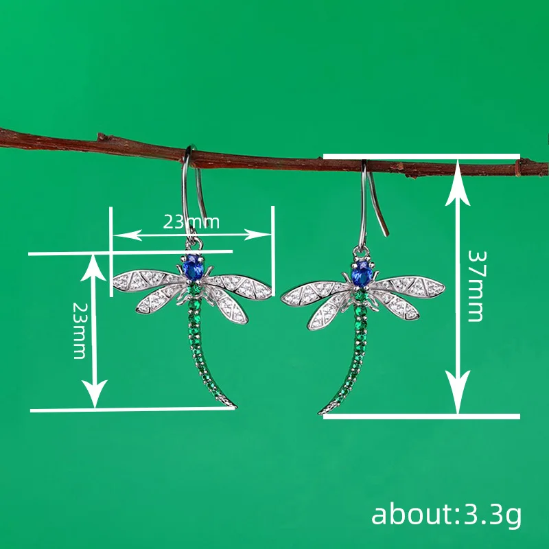 Huitan Exquisite Dragonfly Pendant Earrings Female Brilliant Zirconia Jewelry for Daily Party Delicate Insect Accessories Gift