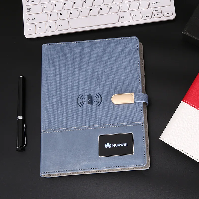 

Mobile Power Notebook With LED Customized LOGO Wireless Charging Notepad A5 Charging Bank Loose-leaf Notebook