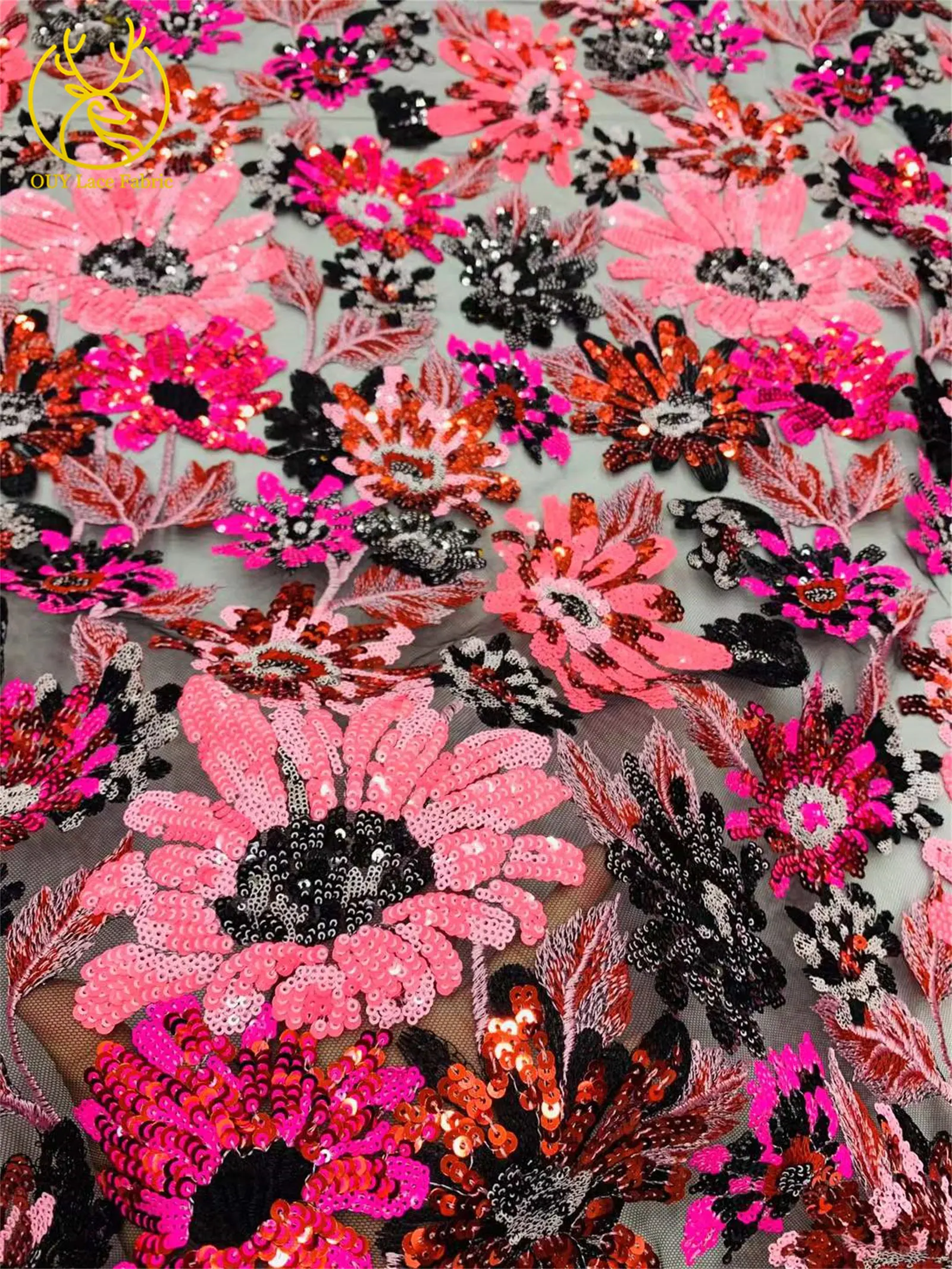 قماش دانتيل على شكل زهرة مطرزة بالترتر الفرنسي الجميل 2025 أنيق أفريقي نيجيري شبكي تول دانتيل للسيدات لفساتين الحفلات