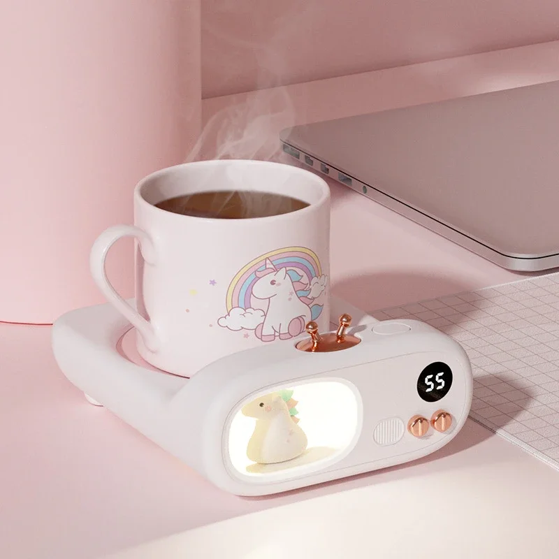 Pet Coffee Mug Warmer - 3 Temperature Adjustable Heater Plate for Tea Milk - LED Display Night Lamp - Desk Heating Coaster