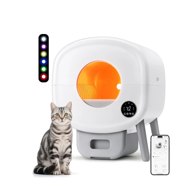 

STLF Custom Wholesale Big Cat Toilet Automatic Smart Cat LitterS Box Quick Self-Cleaning Easy Clean Remote Control App