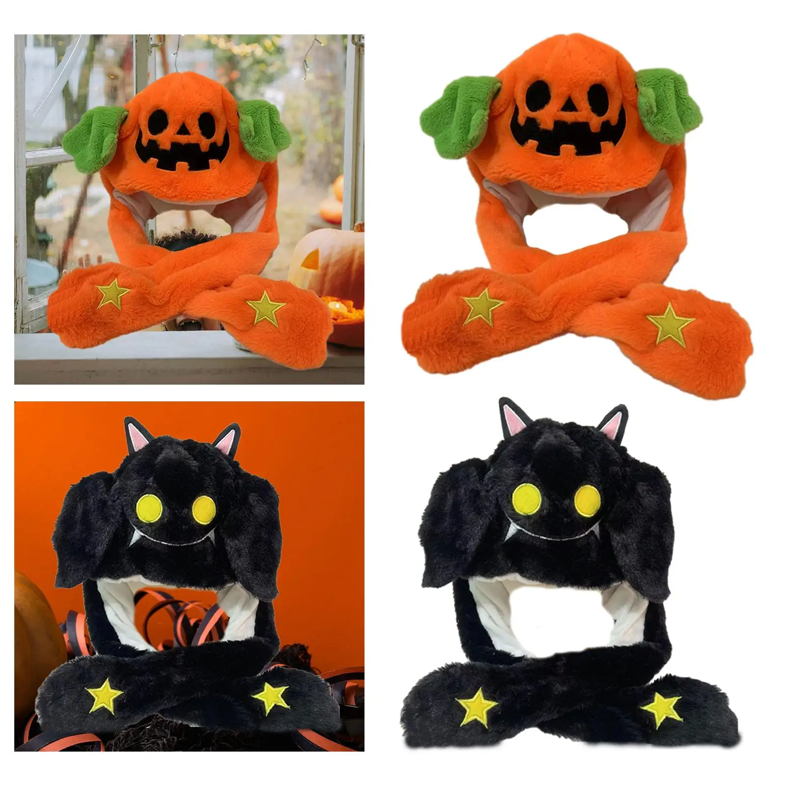 مضحك القطيفة الأذن تتحرك القفز قبعة قبعة الأذن هدايا دافئة أغطية الرأس غطاء الرأس لجميع القديسين صور الدعامة عطلة الشتاء #4