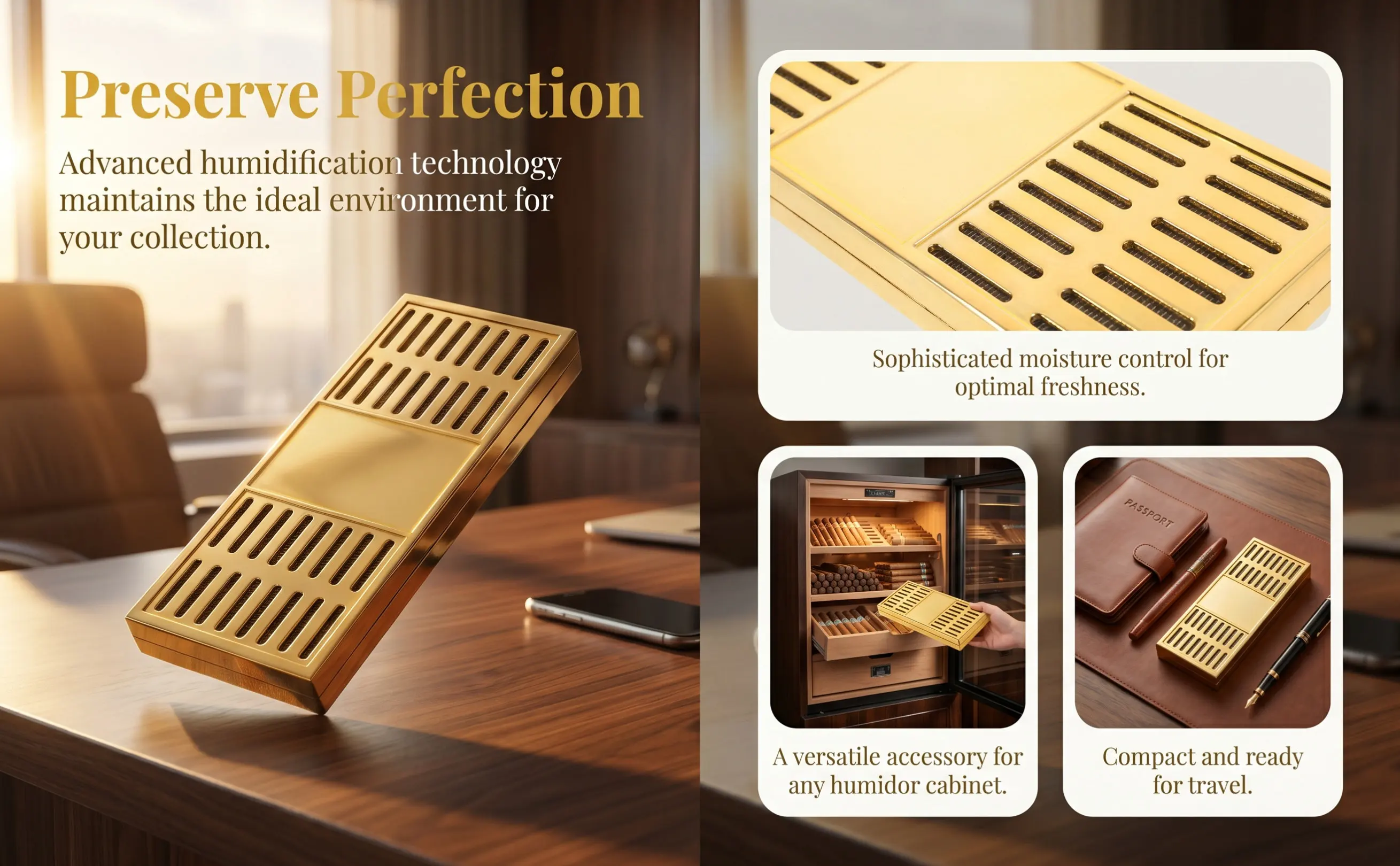 Cigar Humidor Anti Gravity Humidifier Desktop Humidifiers for Office Handheld Small