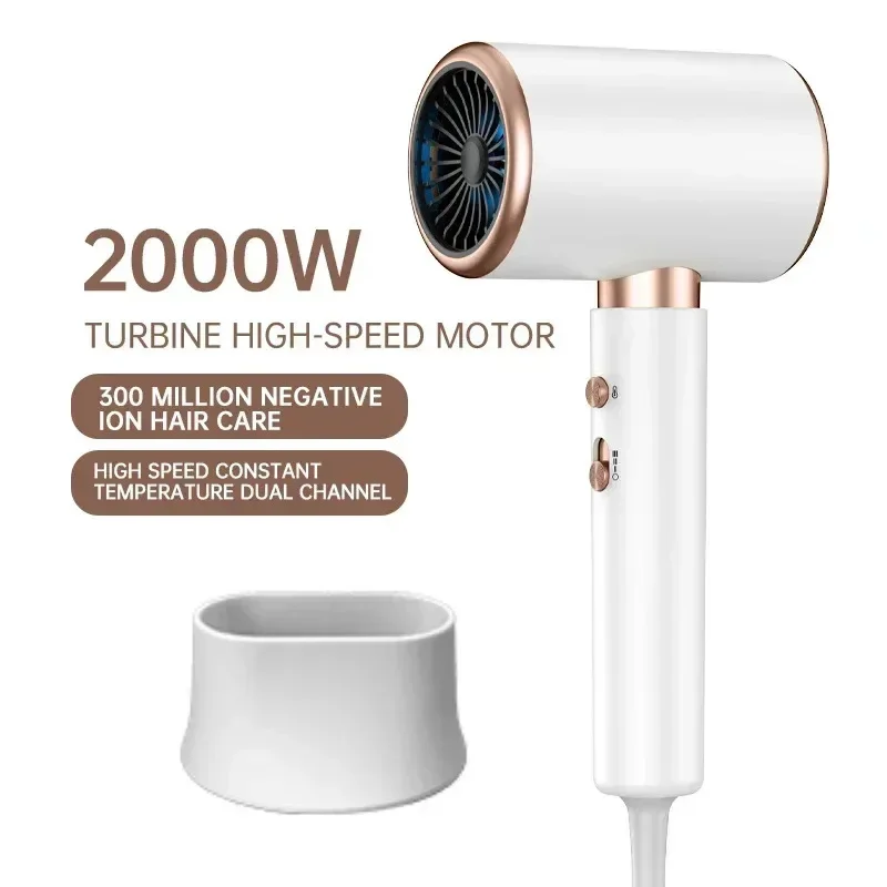 Professional 2000W Hair Dryer 5th Gear Negative IONIC Blow Dryer with Hot/Cold Wind Air Brush Function Strong Power Dryer for Sa