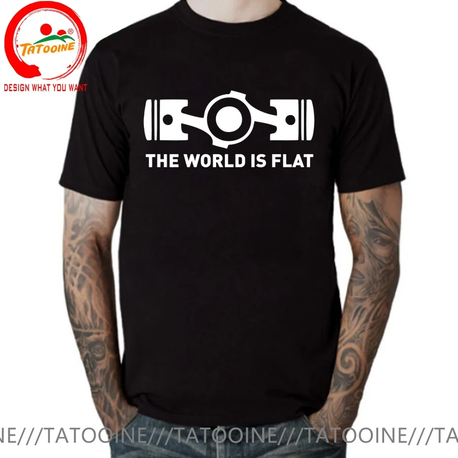 The World Is Flat Engine T Shirt Men Fashion Trendy Casual Clothing Stylish Tops Tee Shirt Leisure Tshirt Men's T-Shirt
