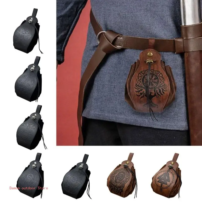 PU Leathers Belt Waist Bag Portable Drawstring Bag Coin Purse Cosplay & Halloween Party Accessory