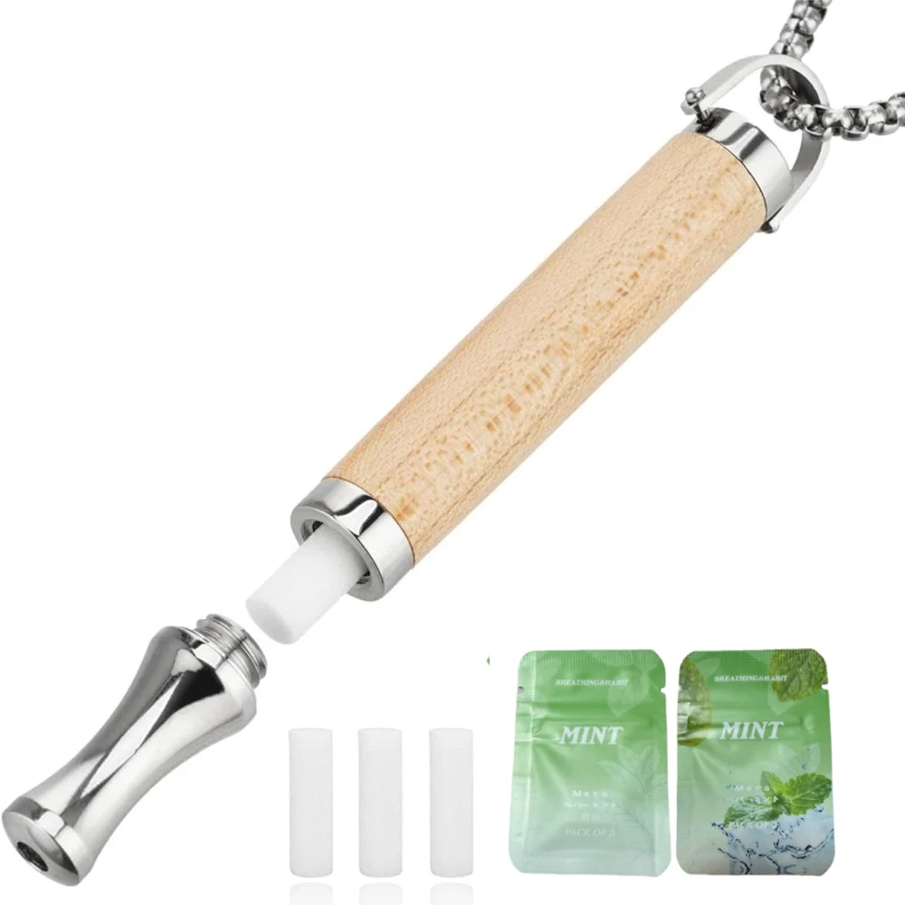 المعلقات التأمل الفولاذ المقاوم للصدأ مع قابل للتعديل التنفس القلق الإغاثة تصفية القطن إقلاع التدخين المعونة أداة قلادة