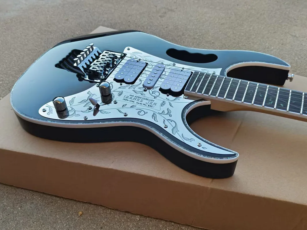 In stock, factory Customized Electric Guitar Fingerboard Mosaic, Lock Nut, Flower Design, floyd rose vidrato bridge,Fast deliver